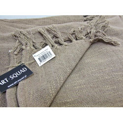 Pled Narzuta Obrus BOHO z frędzlami 160cm x 130cm Brązowy Szary